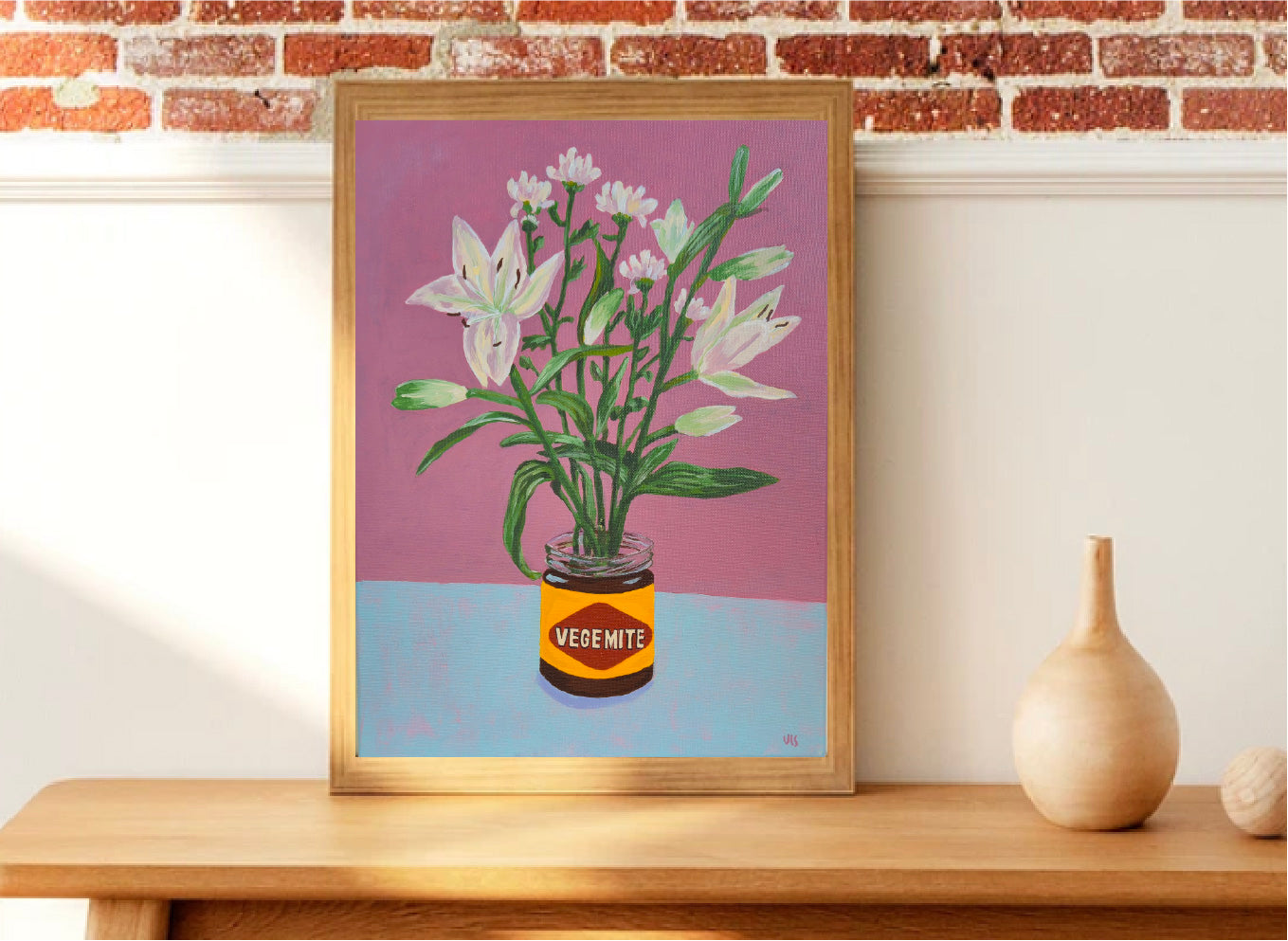 "A flower and a fly on my Vegemite 25" Acrylic on canvas, 30,5cm x 40,5 cm